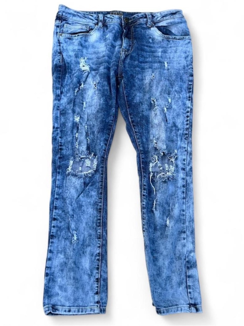 CJ Black Skinny Flex Distressed Jeans | Acid Wash Destroyed
Denim | 34×30